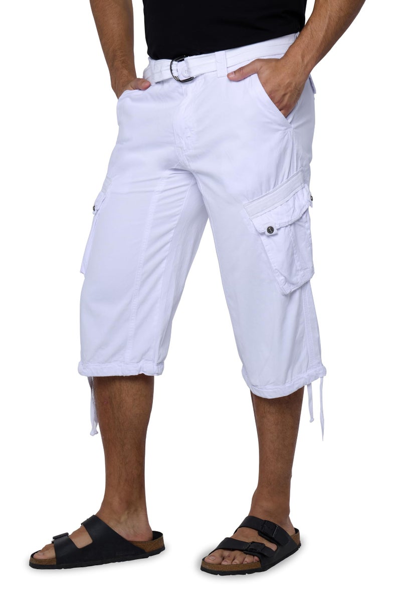 X RAY Men's Belted Long Cargo Shorts for Men, Below Knee Length Mens Cargo Shorts, 3/4 Pants (Big and Tall Shorts for Men) White 36 - Image 5